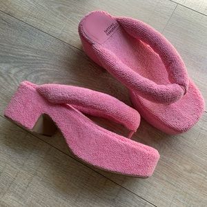 Pink Puffy Terrycloth Platforms by Jeffrey Campbell